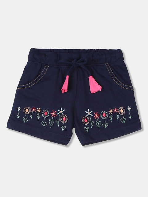 

Donuts Girls Navy Blue Solid Regular Fit Denim Shorts