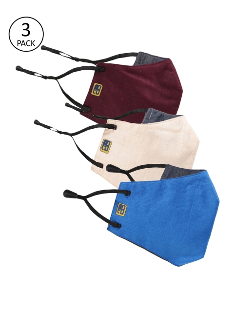 

Balista Pack Of 3 Solid 4-Ply Reusable Adjustable Anti Dust Cloth Masks, Blue