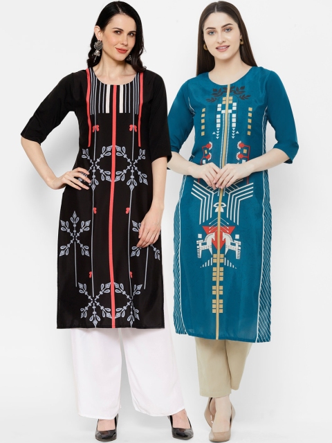 

7Threads Women Multicoloured Printed Straight Kurta, Multi