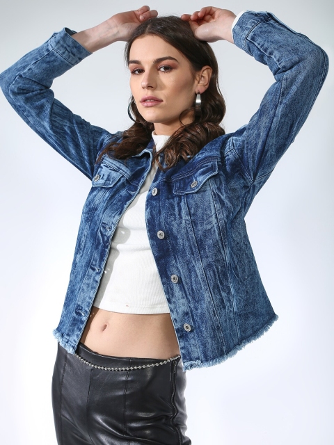 

Blue Saint Men Blue Printed Lightweight Denim Jacket