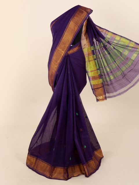

Pothys Violet Solid Pure Cotton Saree