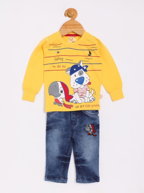 

Olio Kids Boys Yellow & Blue Printed T-shirt with Trousers