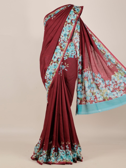 

Pothys Maroon Solid Jute Silk Saree