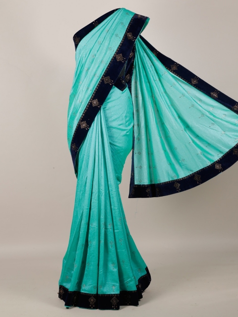 

Pothys Blue Solid Jute Silk Saree