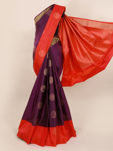 

Pothys Purple & Red Pure Silk Woven Design Kanjeevaram Saree