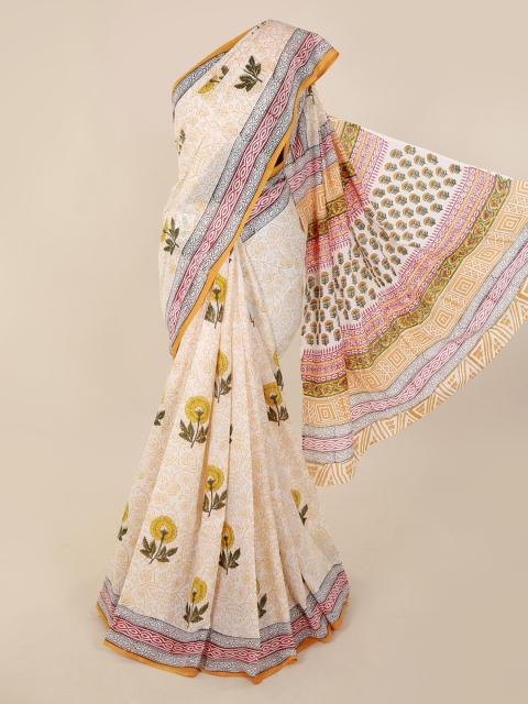 

Pothys Cream-Coloured Printed Saree