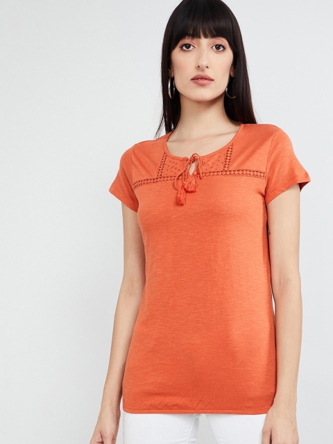 

max Women Orange Solid Top