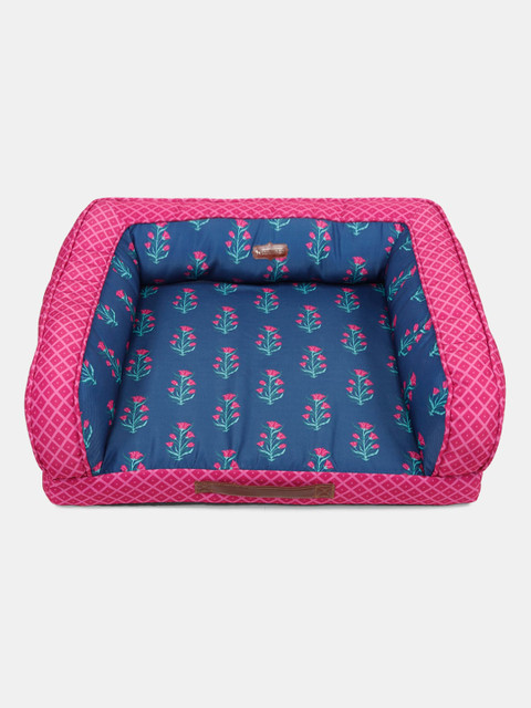 

Heads Up For Tails Navy Blue & Pink Printed HUFT The Indian Collective Sofa Dog Bed
