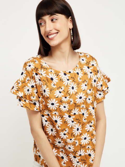 

max Women Yellow Printed Top