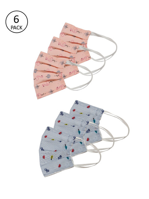 

Bellofox Unisex Pack Of 6 Printed 3-Ply Outdoor Face Masks, Pink