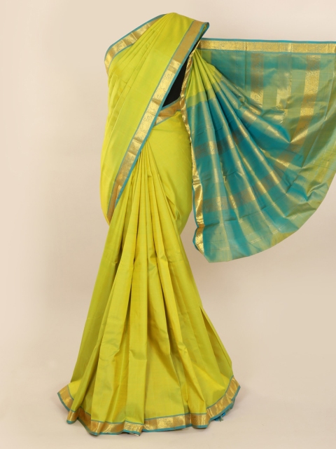 

Pothys Green Pure Silk Solid Kanjeevaram Saree