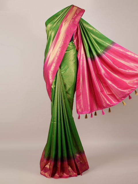 

Pothys Green & Pink Jute Silk Woven Design Saree