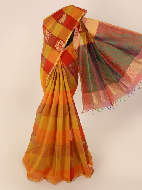 

Pothys Brown & Orange Pure Cotton Woven Design Saree