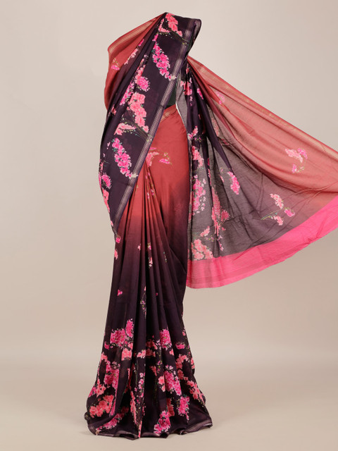 

Pothys Violet & Red Jute Silk Printed Saree