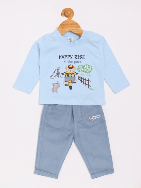 

Olio Kids Boys Blue & Grey Printed T-shirt with Trousers