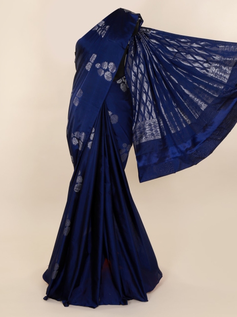

Pothys Blue & Silver-Toned Silk Cotton Woven Design Saree