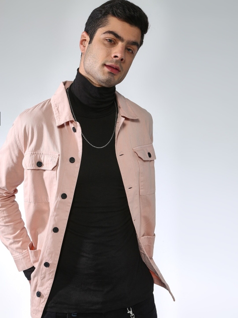 

Blue Saint Men Pink Solid Lightweight Denim Jacket