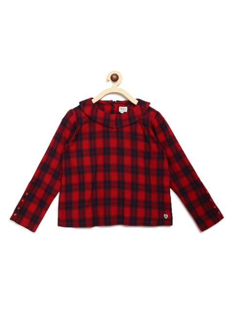 

Pepe Jeans Girls Red & Navy Blue Regular Fit Checked Casual Shirt