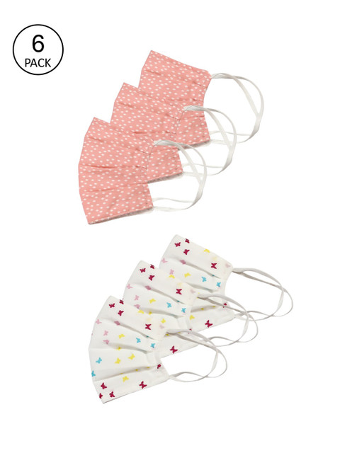 

Bellofox Pack Of 6 Printed 3-Ply Reusable Protective Outdoor Masks, Peach