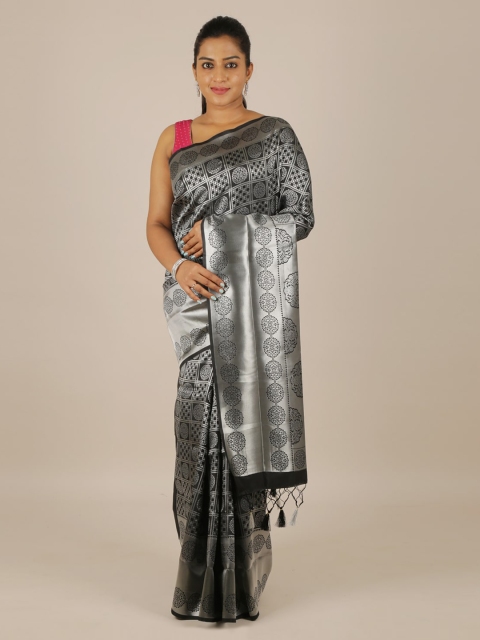 

Pothys Black & Silver-Toned Art Silk Woven Design Saree