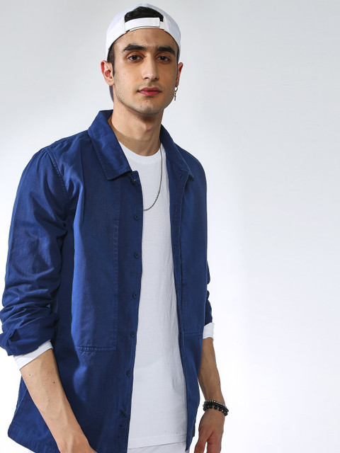 

Blue Saint Men Navy Blue Checked Lightweight Bomber