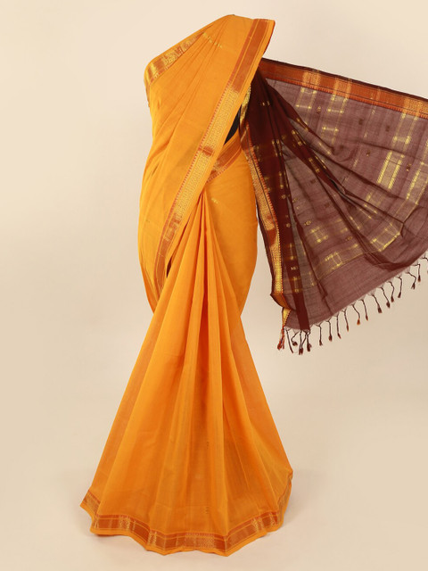 

Pothys Yellow Solid Pure Cotton Saree