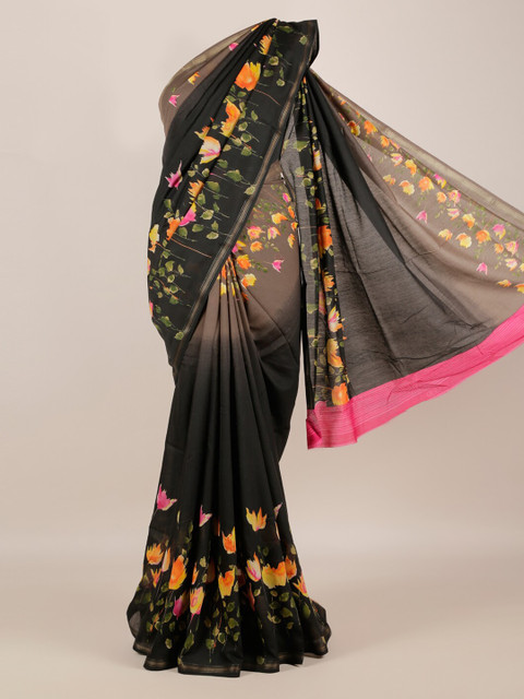 

Pothys Black Printed Jute Silk Saree
