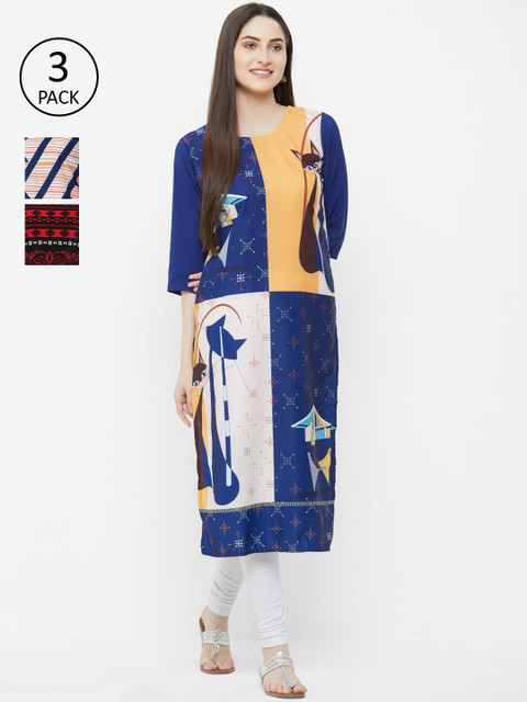 

7Threads Women Multicoloured Printed Straight Kurta, Multi