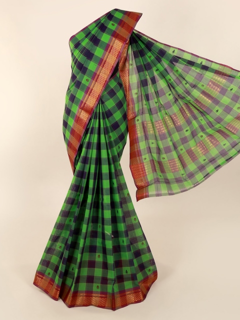 

Pothys Green Checked Pure Cotton Saree