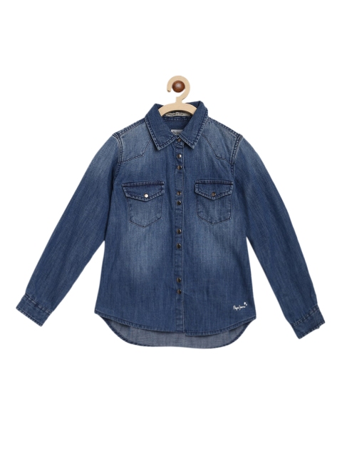 

Pepe Jeans Girl Navy Blue Solid Casual Shirt