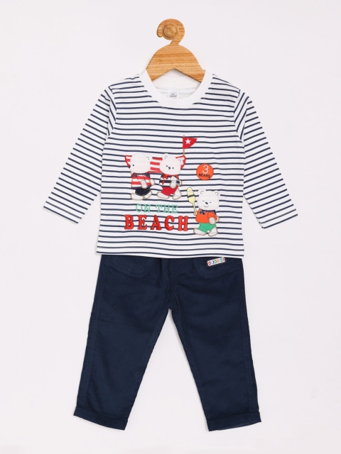 

Olio Kids Boys Navy Blue & White Striped T-shirt with Trousers