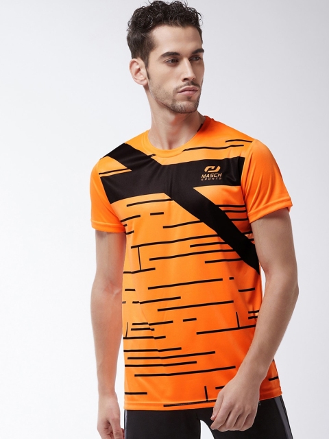 

Masch Sports Men Orange Printed Round Neck T-shirt
