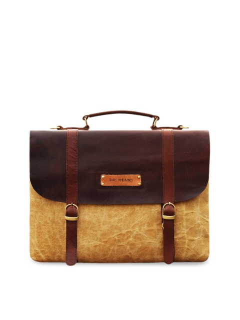 

DR. HENRY Unisex Brown & Beige Textured Laptop Bag