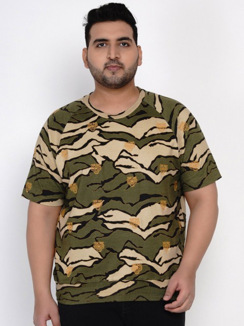 

Santonio Men Beige Printed Round Neck Cotton T-shirt