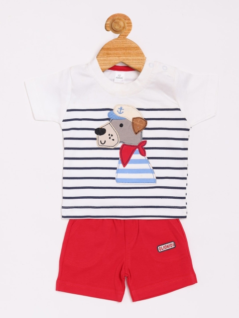 

Olio Kids Boys White & Red Striped T-shirt with Shorts
