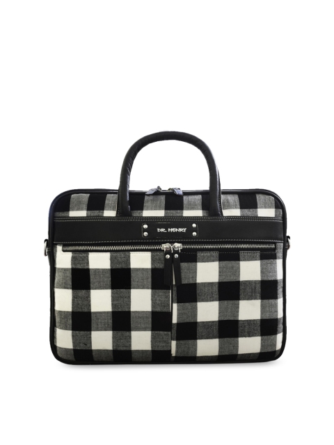 

DR. HENRY Unisex Black & White Checked 14 Inch Laptop Bag