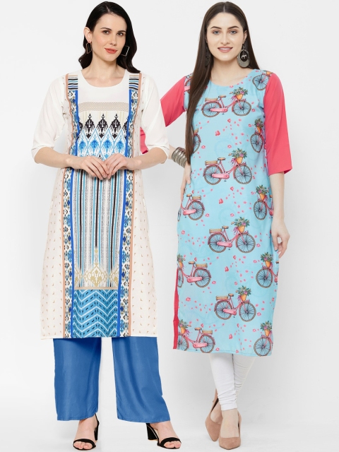

7Threads Women Multicoloured Printed Straight Kurta, Multi