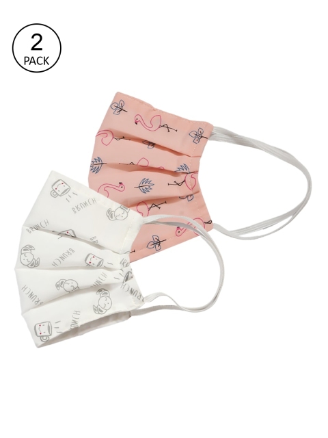 

Bellofox Pack Of 2 Printed 3-Ply Reusable Protective Outdoor Masks, Peach