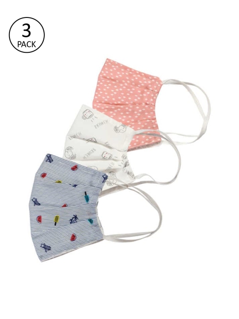 

Bellofox Unisex Pack Of 3 Printed 3-Ply Reusable Protective Cloth Masks, Peach