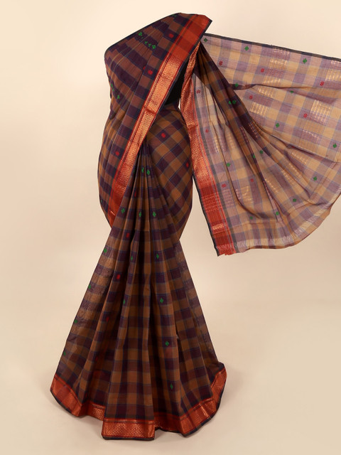 

Pothys Multicoloured Checked Pure Cotton Saree, Multi