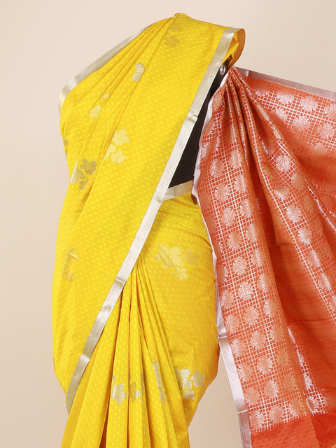 

Pothys Yellow & Orange Art Silk Woven Design Saree