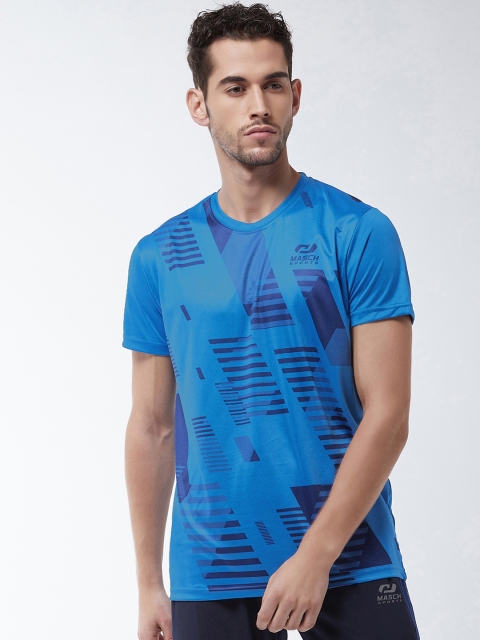 

Masch Sports Men Blue Printed Round Neck T-shirt