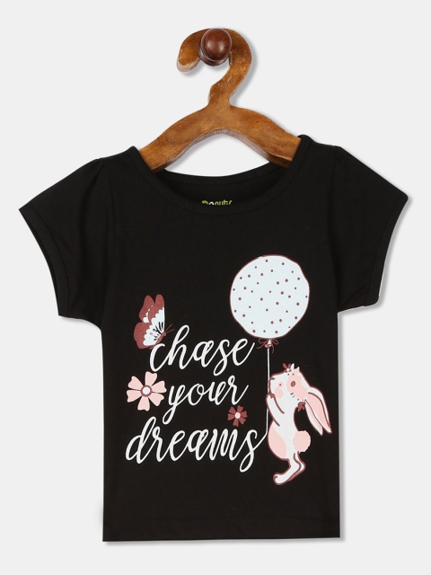 

Donuts Girls Black Printed Round Neck T-shirt