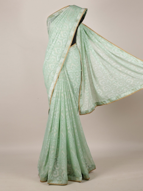 

Pothys Green Printed Poly Georgette Saree