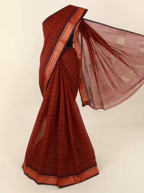 

Pothys Maroon Checked Pure Cotton Saree