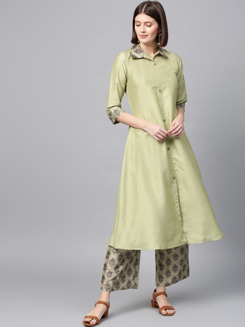 

ZIYAA Women Green Solid A-Line Kurta