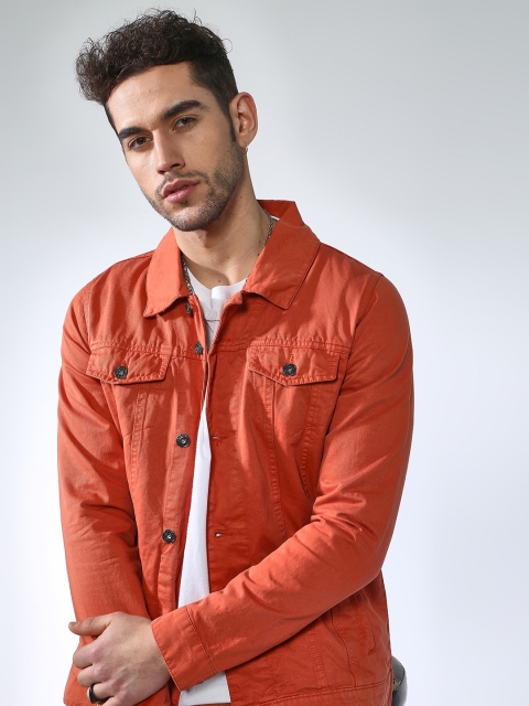 

Blue Saint Men Orange Solid Lightweight Denim Jacket