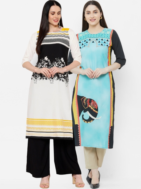 

7Threads Women Multicoloured Printed Straight Kurta, Multi
