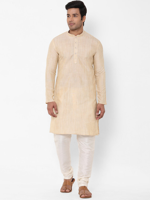 

irin Men Beige Solid Straight Kurta