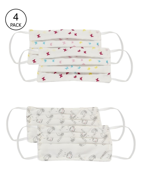 

Bellofox Pack Of 4 Printed 3-Ply Reusable Protective Outdoor Masks, White